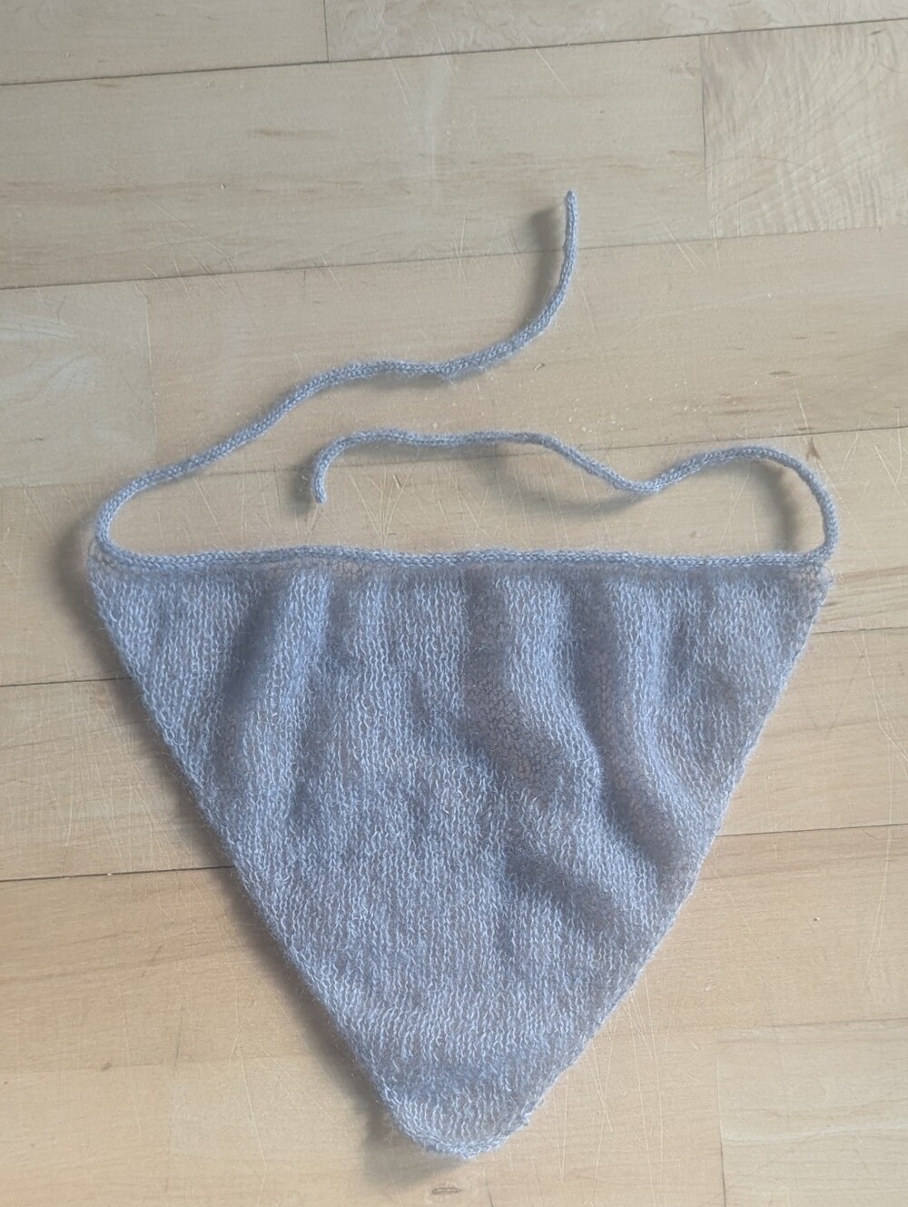Hand Knit Mohair Bandana - Light Gray